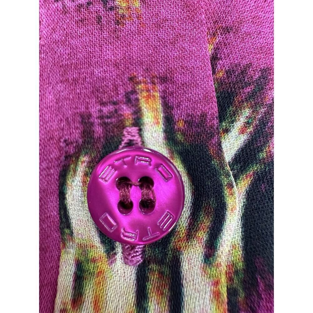 Etro 100% Silk Button-Up Blouse Pink Ikat Print Size US 10 (IT 46) - Picture 14 of 15